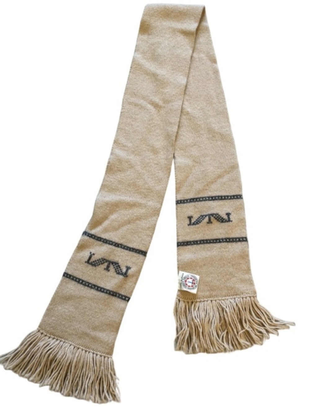 Sara’s Circle 100% Alpaca Wool Tan Knit Scarf with Fringe